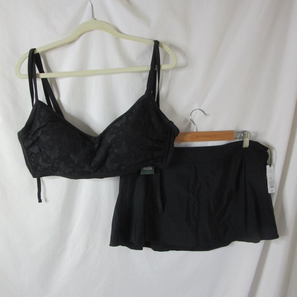 Shade & Shore wild fable 2 Piece Bikini Black Swim Skirt Skort Size XL 2X NWT